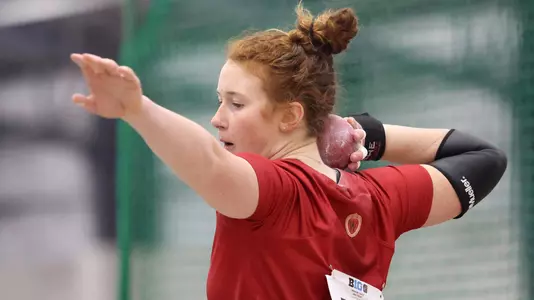 Josie Schaefer competing in the shot put
