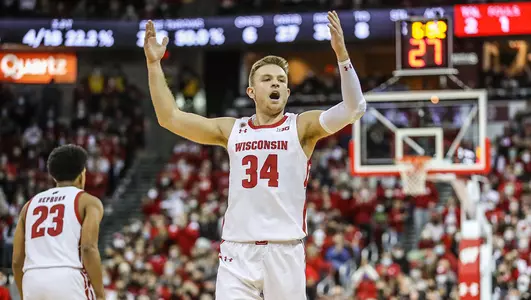 Brad Davison encourages the crowd during a game vs. Penn State