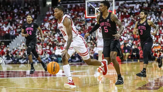 Lorne Bowman II dribbles the ball during a game vs. Penn State