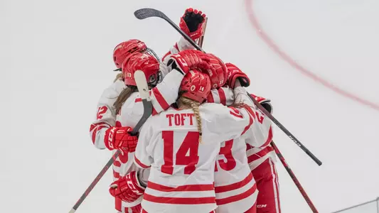 Badgers celebrate a goal at LaBahn
