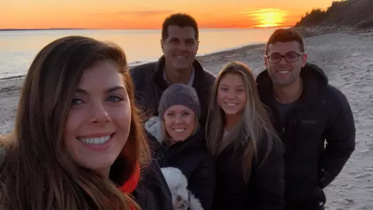 Katie Nelson and her family on the beach in Falmouth, Mass.