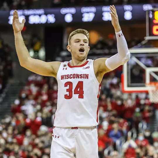 Brad Davison encourages the crowd during a game
