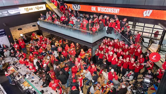 Badger fans at the MECCA in downtown Milwaukee
