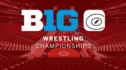 2022 Big Ten Championship Wrestling logo over image of Nebraska's Pinnacle Bank Arena in Lincoln, Nebraska