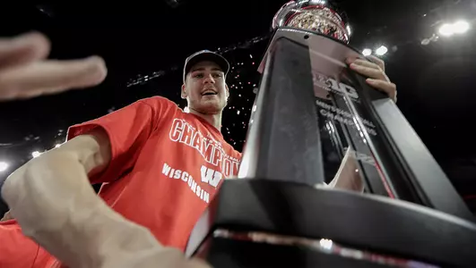 Chris Vogt celebrates a Big Ten championship