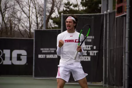 Jared Pratt celebrates vs. Illinois,April 10