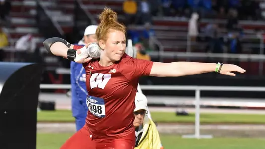Josie Schaefer competes in the shot put