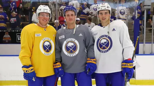 Brock Caufield, Linus Weissbach and Anthony Kehrer at Buffalo Sabres development camp