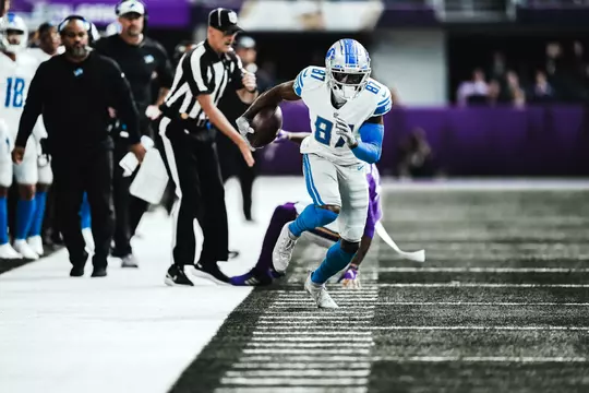 Detroit Lions wide receiver Quintez Cephus (87) during a NFL football game against the Minnesota Vikings on October 10, 2021 in Minneapolis, MN. (Jeff Nguyen/Detroit Lions).