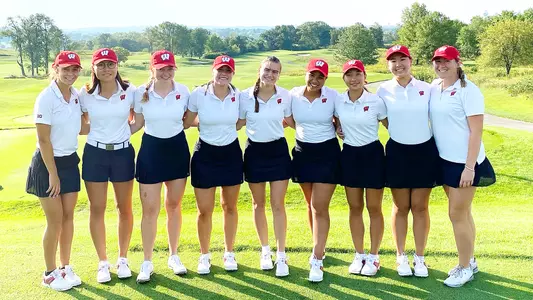 Wisconsin women's golf team photo following a practice round for the 2022 Badger Invitational at University Ridge Golf Course in Madison, Wis., on Saturday, Sept. 17, 2022.