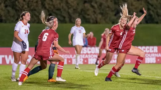 Rylee Howard celebrating after a goal vs. Maryland