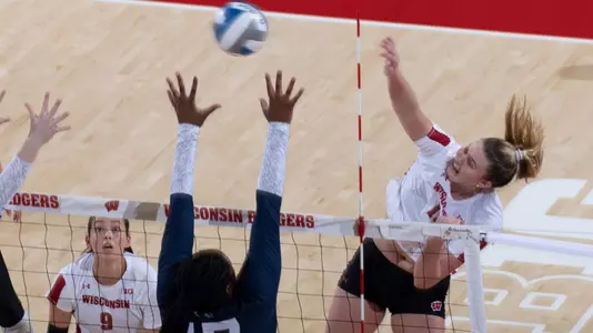 during an NCAA volleyball match against Penn State Friday September 30, 2022.Photo by Tom Lynn/Wisconsin Athletic Communications