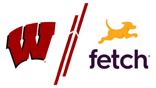 Wisconsin logo and Fetch App logo - Wisconsin Athletics and Fetch partnership announcement