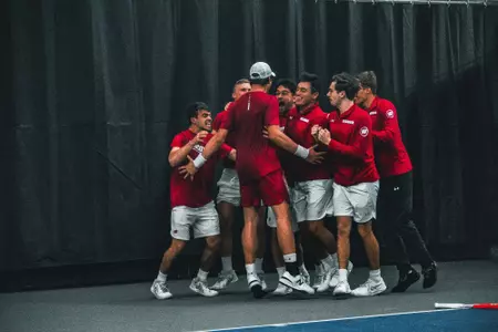 Badgers celebrate after clinching the match vs. Princeton