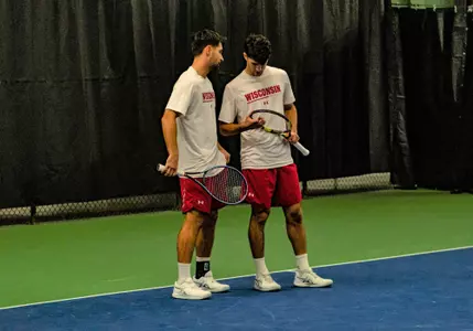 Gabriel Huber and Michael Minasyan playing doubles vs. DePaul