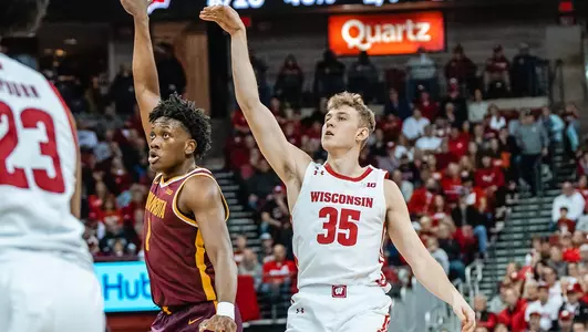 Markus Ilver follows through on a shot during a game against Minnesota