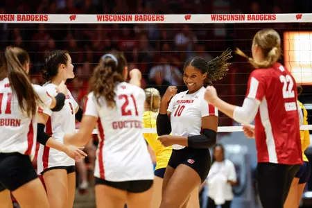 Devyn Robinson celebrates vs Michigan
