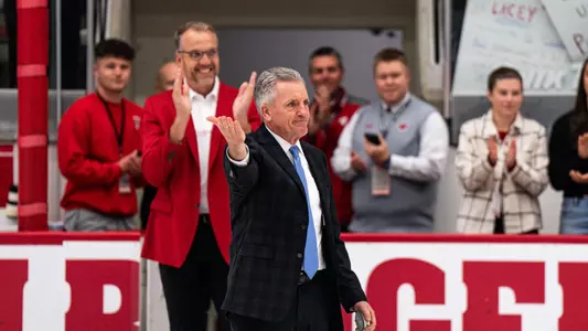 Mark Johnson salutes to the crowd after picking up his 600th career win