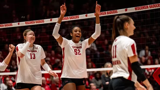 Carter Booth celebrates in match vs Rutgers