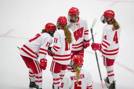 The Wisconsin women's hockey team in game vs Bemidji State at LaBahn Arena on Oct. 20