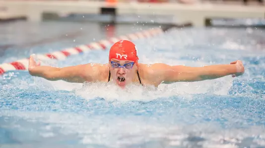 Phoebe Bacon competes in the butterfly