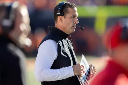 Wisconsin Badgers during a Big Ten Conference NCAA college football game against the Illinois Fighting Illini, Saturday, Oct. 21, 2023, in Champaign, Ill. (Photo by David Stluka/Wisconsin Athletic Communications)
