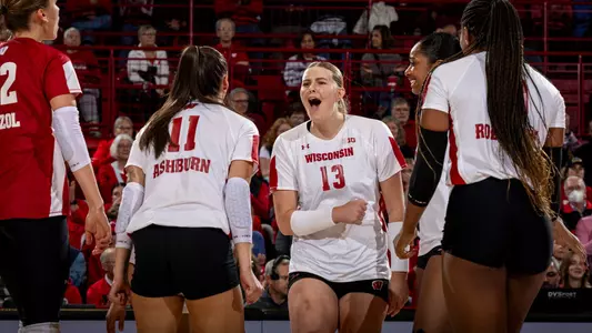 Sarah Franklin celebrates in match vs Minnesota