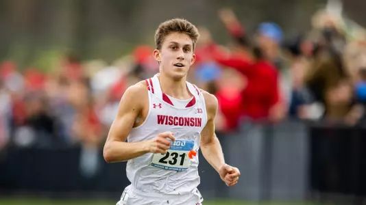 Evan Bishop competes at the 2023 Big Ten Championships in Madison (Oct. 27 2023)