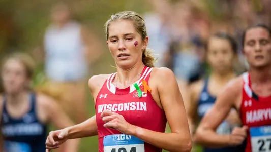 Mya Bunke competes at the 2023 Big Ten Championships in Madison (Oct. 27 2023)