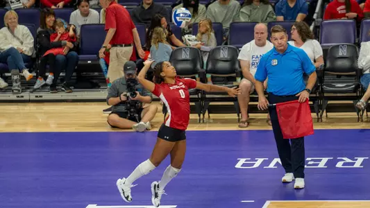Sydney Reed serves the ball during match at Northwestern