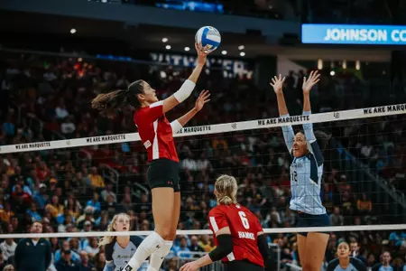 CC Crawford tips the ball in game vs Marquette