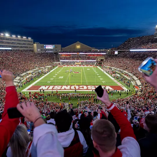 Camp Randall Stadium at night
