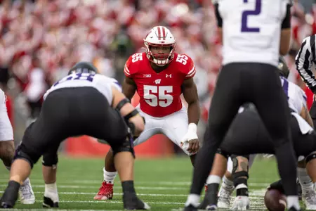 Wisconsin Badgers during a Big Ten Conference NCAA college football game against the Northwestern Wildcats, Saturday, Nov. 11, 2023, in Madison, Wis. (Photo by David Stluka/Wisconsin Athletic Communications)
