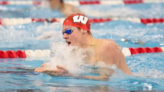 Dominik Mark Torok competes in the breaststroke