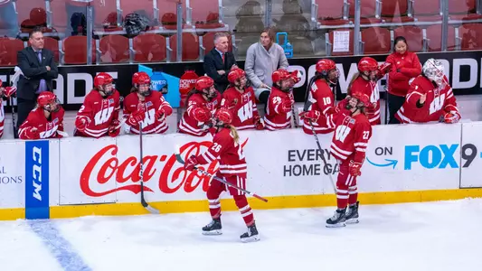 Casey O'Brien celebrates her game-winning goal against SCSU