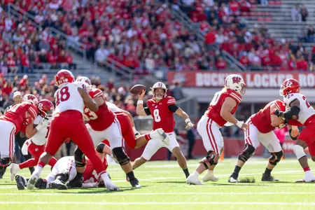 Wisconsin Badgers during a Big Ten Conference NCAA college football game against the Rutgers Scarlet Knights, Saturday, Oct. 7, 2023, in Madison, Wis. The Badgers won 24-13. (Photo by David Stluka/Wisconsin Athletic Communications)