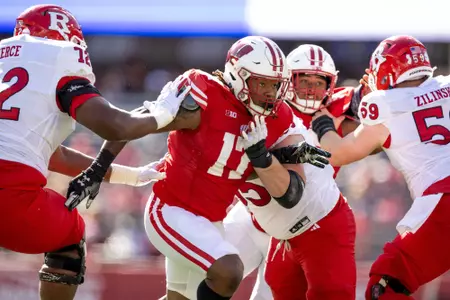 Wisconsin Badgers linebacker Darryl Peterson (17) during a Big Ten Conference NCAA college football game against the Rutgers Scarlet Knights, Saturday, Oct. 7, 2023, in Madison, Wis. The Badgers won 24-13. (Photo by David Stluka/Wisconsin Athletic Communications)