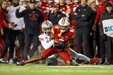 Wisconsin Badgers during a Big Ten Conference NCAA college football game against the Ohio State Buckeyes, Saturday, Oct. 28, 2023, in Madison, Wis. (Photo by David Stluka/Wisconsin Athletic Communications)