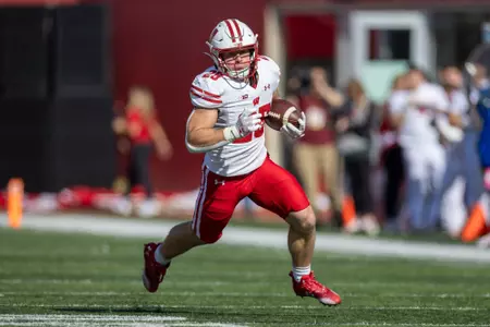 Wisconsin Badgers during a Big Ten Conference NCAA college football game against the Indiana Hoosiers, Saturday, Nov. 4, 2023, in Bloomington, IN. (Photo by David Stluka/Wisconsin Athletic Communications)