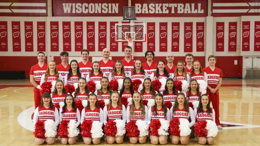 2023-24 Wisconsin Spirit Squad Cheer Team Photo at Kohl Center