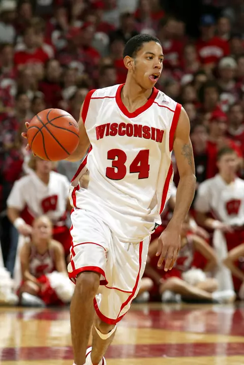 Madison, Wisconsin - 11/25/03. University of Wisconsin guard Devin Harris (34) during the Eastern Illinois game at the Kohl Center. Wisconsin beat Eastern Illinois 81-47. ©David Stluka