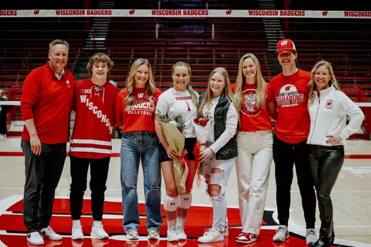Joslyn Boyer with family for Wisconsin volleyball senior night