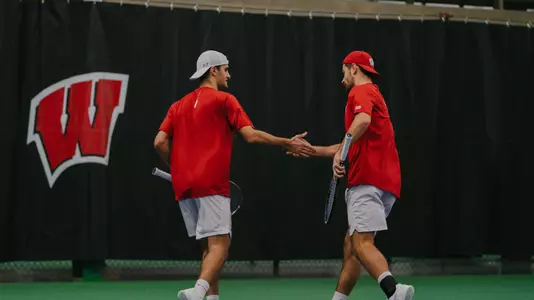 Gabriel Huber and Michael Minasyan celebrate vs. Western Michigan