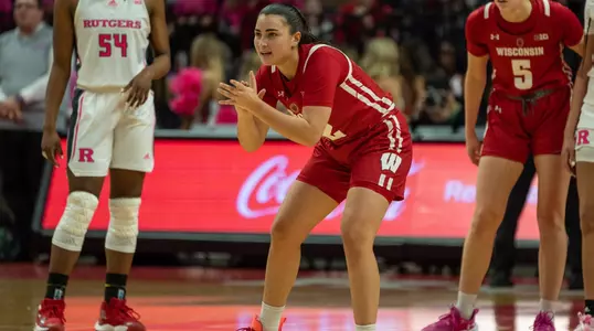 Avery LaBarbera claps her hands as she awaits to play defense.