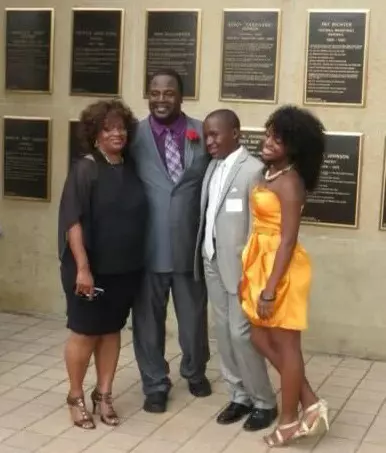 L.O. Johnson at the UW Athletic Hall of Fame ceremony for his father, Lawrence, and his mother and sister