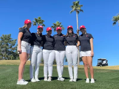 Wisconsin women's golf - Carly Carter, Vanessa Ho, Gia Felciano, Emily Lauterbach, Chloe Chan and Alexia Siehl - at the 2023 Westbrook Invitational in Peoria, Arizona on Saturday, February 25, 2023