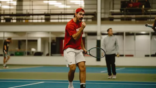 Gabriel Huber celebrates vs. Western Michigan