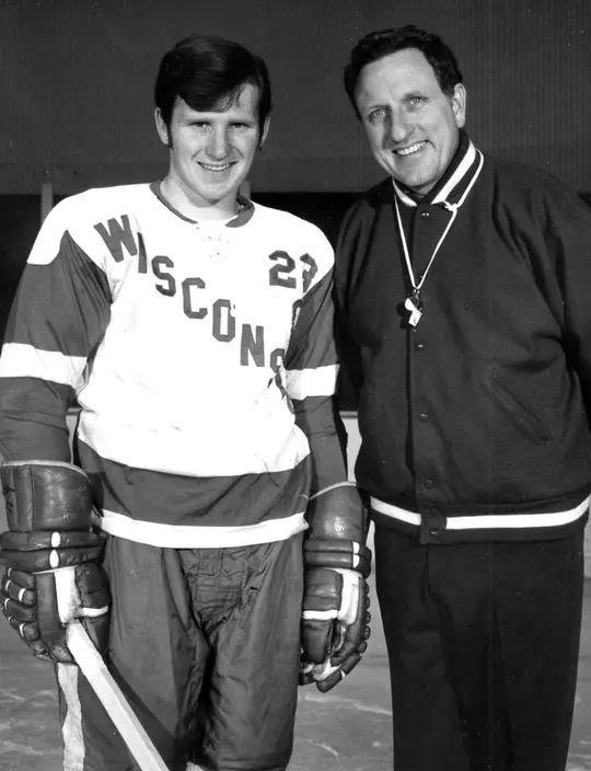 Captain Tim Dool and Head Coach Bob Johnson