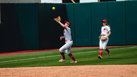Ellie Hubbard catching the ball in the outfield