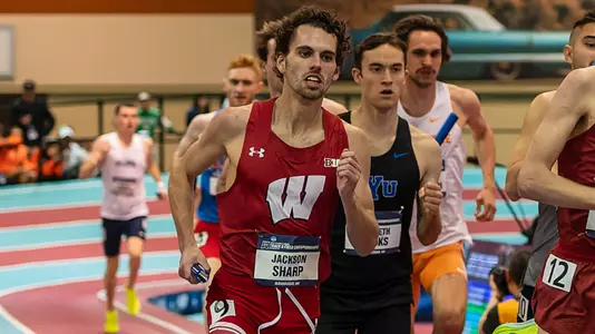 Jackson Sharp competes in the distance medley relay at the NCAA Indoor Championships